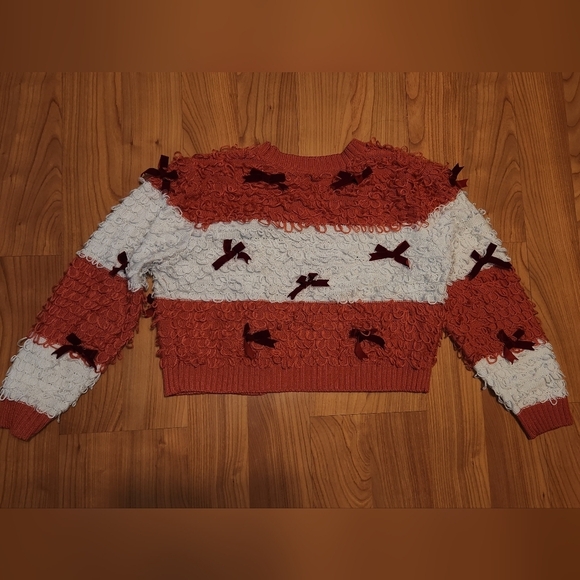 Mighty Fine Pink White Cute Cardigan Sweater with Bows || Medium GUC - Picture 4 of 12